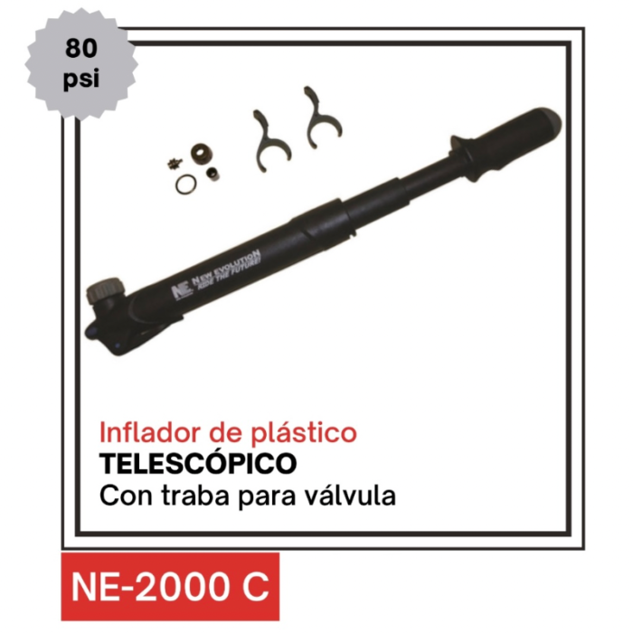 81C2926F-5710-48FF-BE19-2D6918427264 Inflador de mano New Evolution 2000C telescópico - Imagen 1